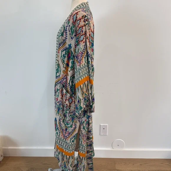 Long belted tunic, bikini cover up or throw on with some jeans. Colorful &flowy. - Picture 3 of 4